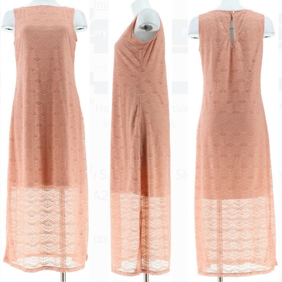 C. Wonder Dresses & Skirts - C. Wonder Dusty Rose Lace Overlay Sleeveless Dress